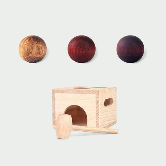 カラフルな木製ボールとハンマーセット