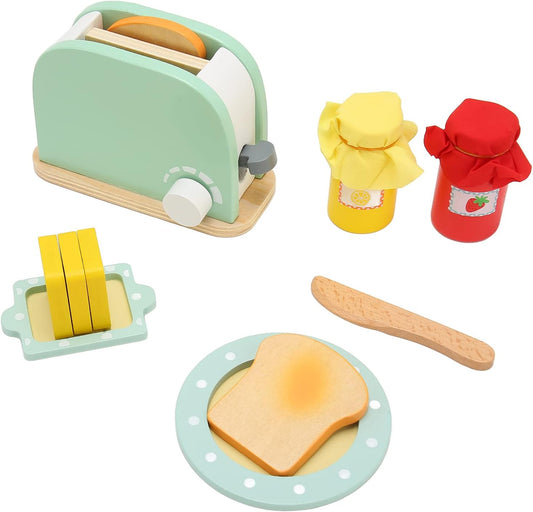 木製トースターからパンが飛び出す仕組みを写した写真