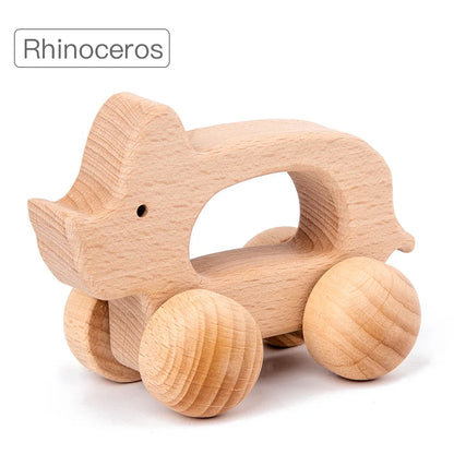 木のおもちゃ にぎり車　動物セット　[1 歳から]