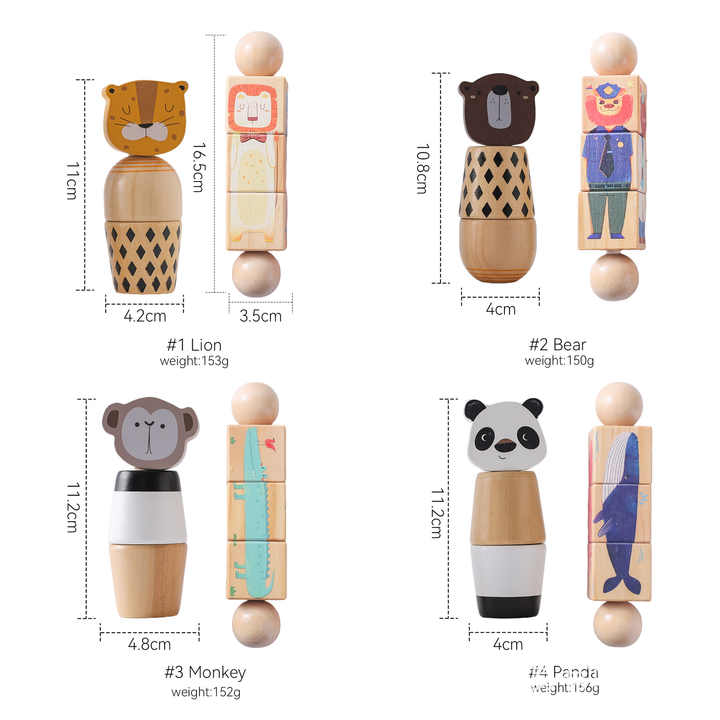 動物生物認識歯固め木のおもちゃセット[0 歳から]