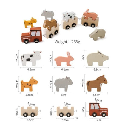木製どうぶつトレイン 全動物パーツ集合サイズ