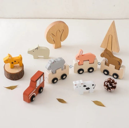 木製どうぶつトレイン ごっこ遊びシーン