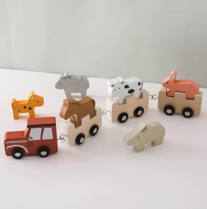 木製アニマルトレイン 積み木パーツ展開