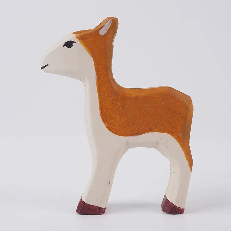 木製シカ フィギュア 横向き