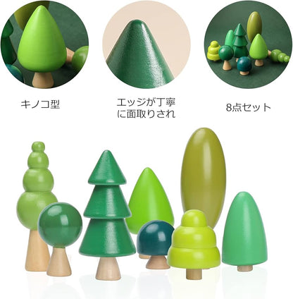 棚に飾った木製ツリーの雰囲気カット