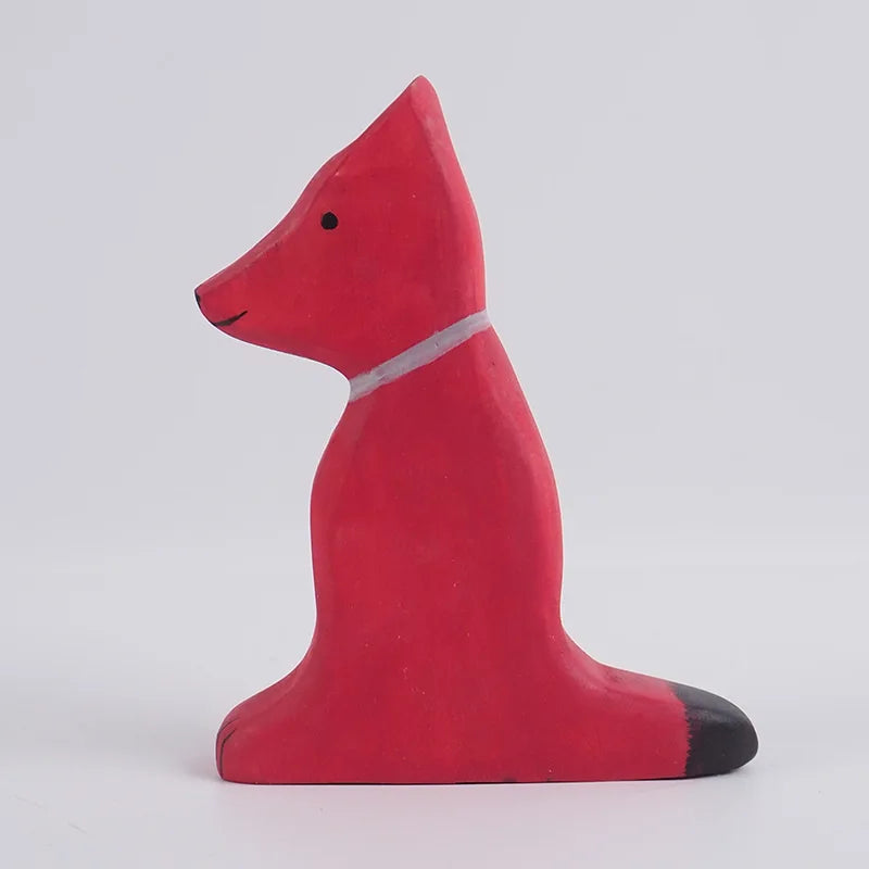 木製キツネ フィギュア 正面