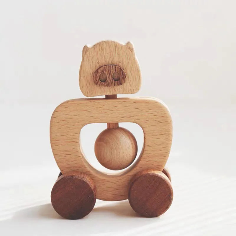 木製ころころラトル ブタ