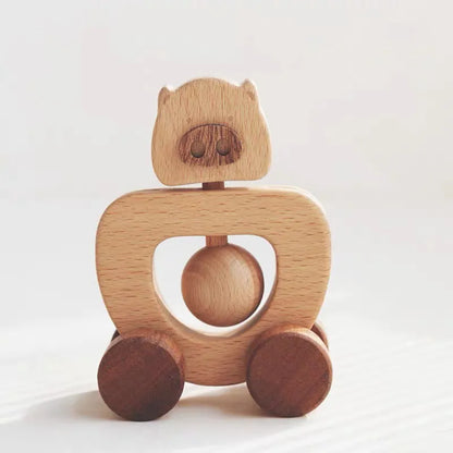 木製ころころラトル ブタ