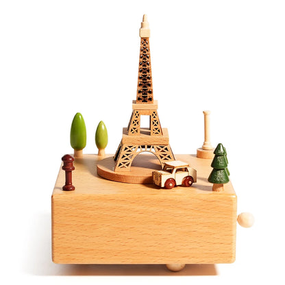 横から見た木製回転オルゴール