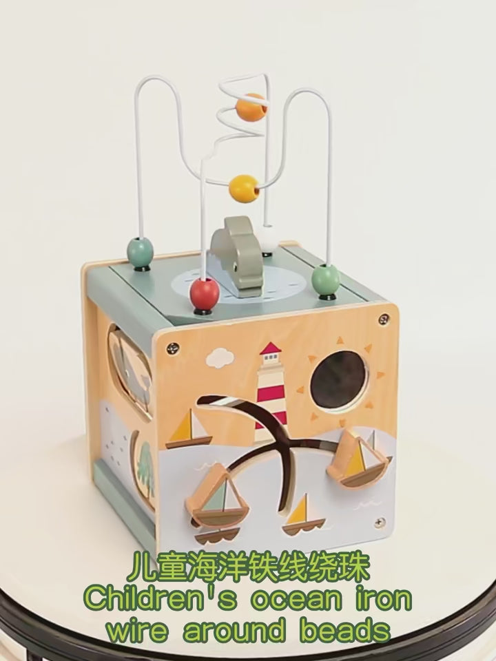 木製アクティビティキューブ｜ビーズコースター＆迷路 - YohanBox
