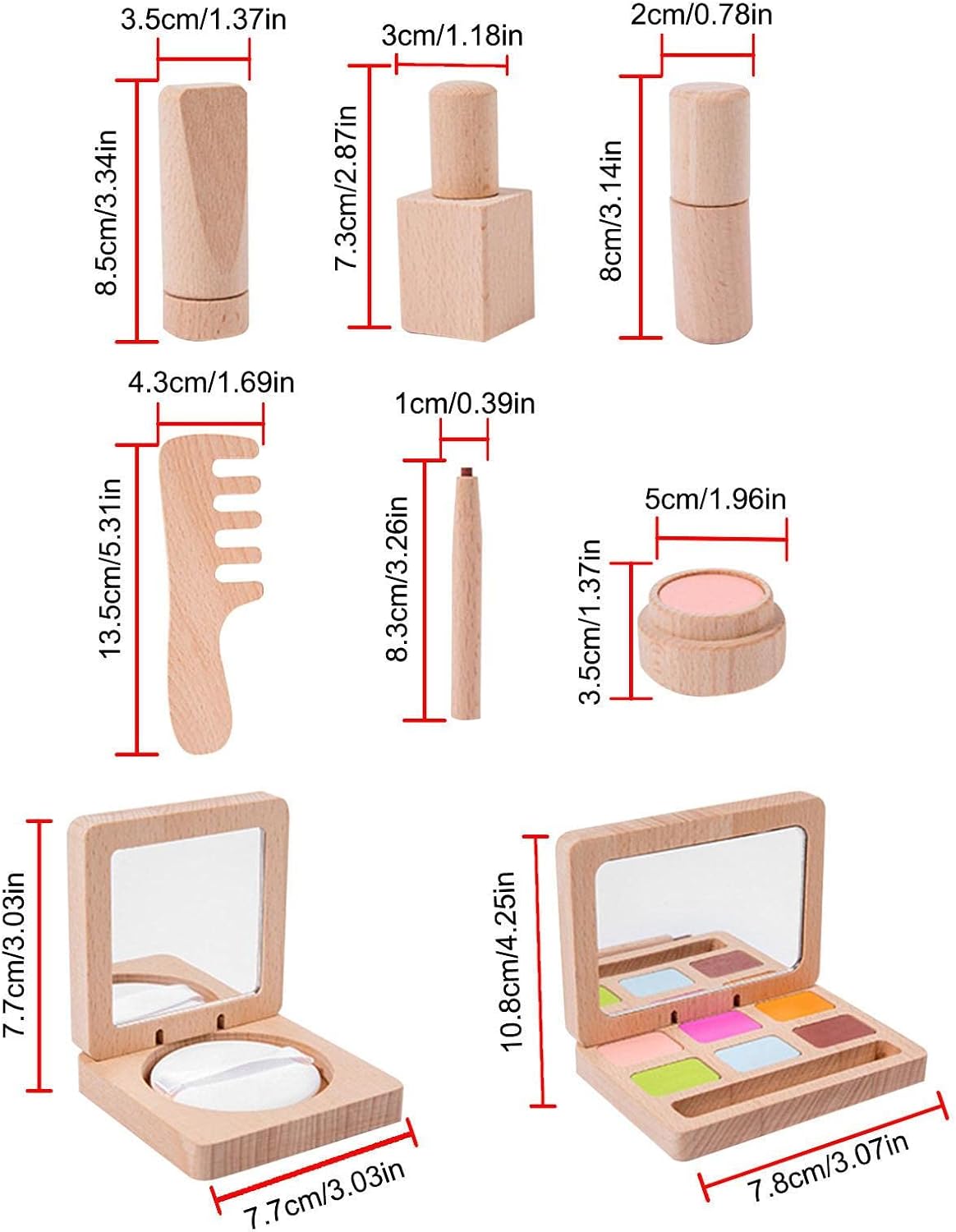 棚に飾った木製メイクセット