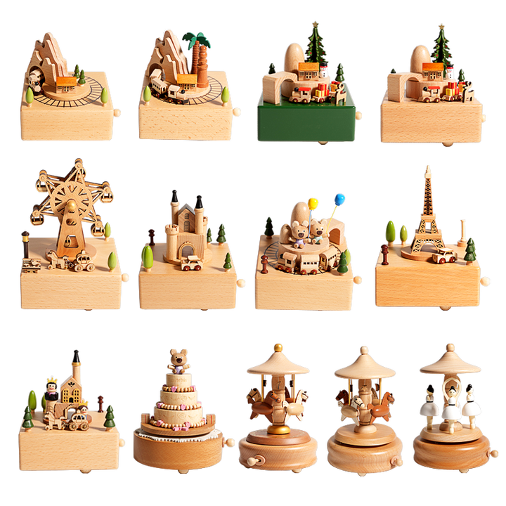 木製回転オルゴールセット 全体