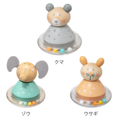木製ローリーポリーラトル ぞう・うさぎ・くま 並び