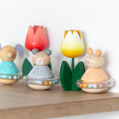 木製ローリーポリーラトル ぞう・うさぎ・くま 並び