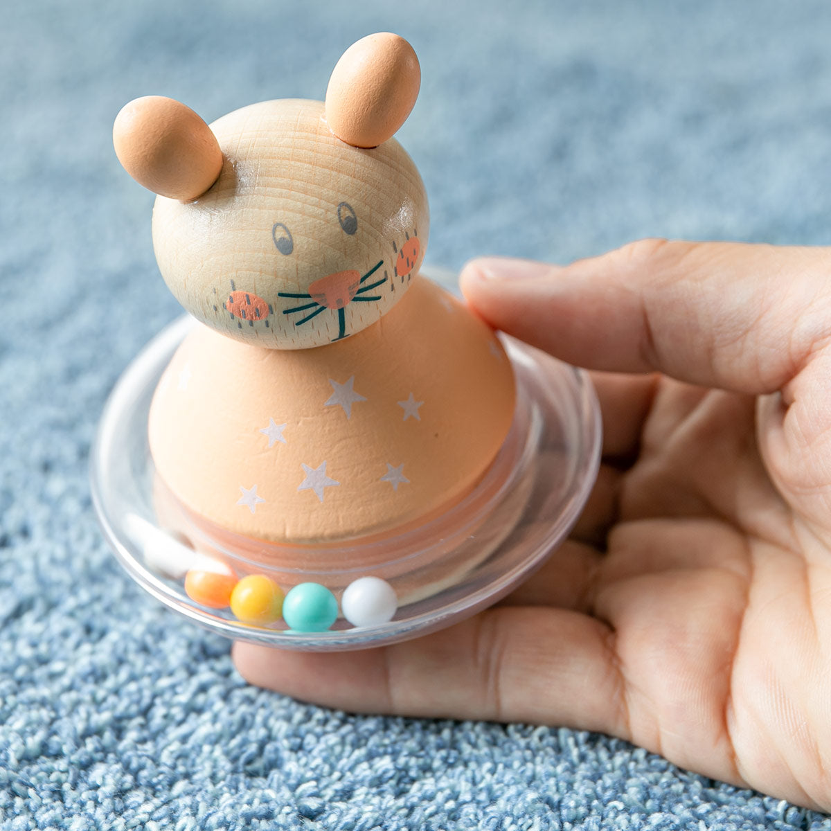 木製うさぎローリーポリーラトル 正面