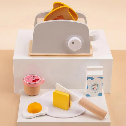 飛び出したトーストが見えるトースターの斜め写真